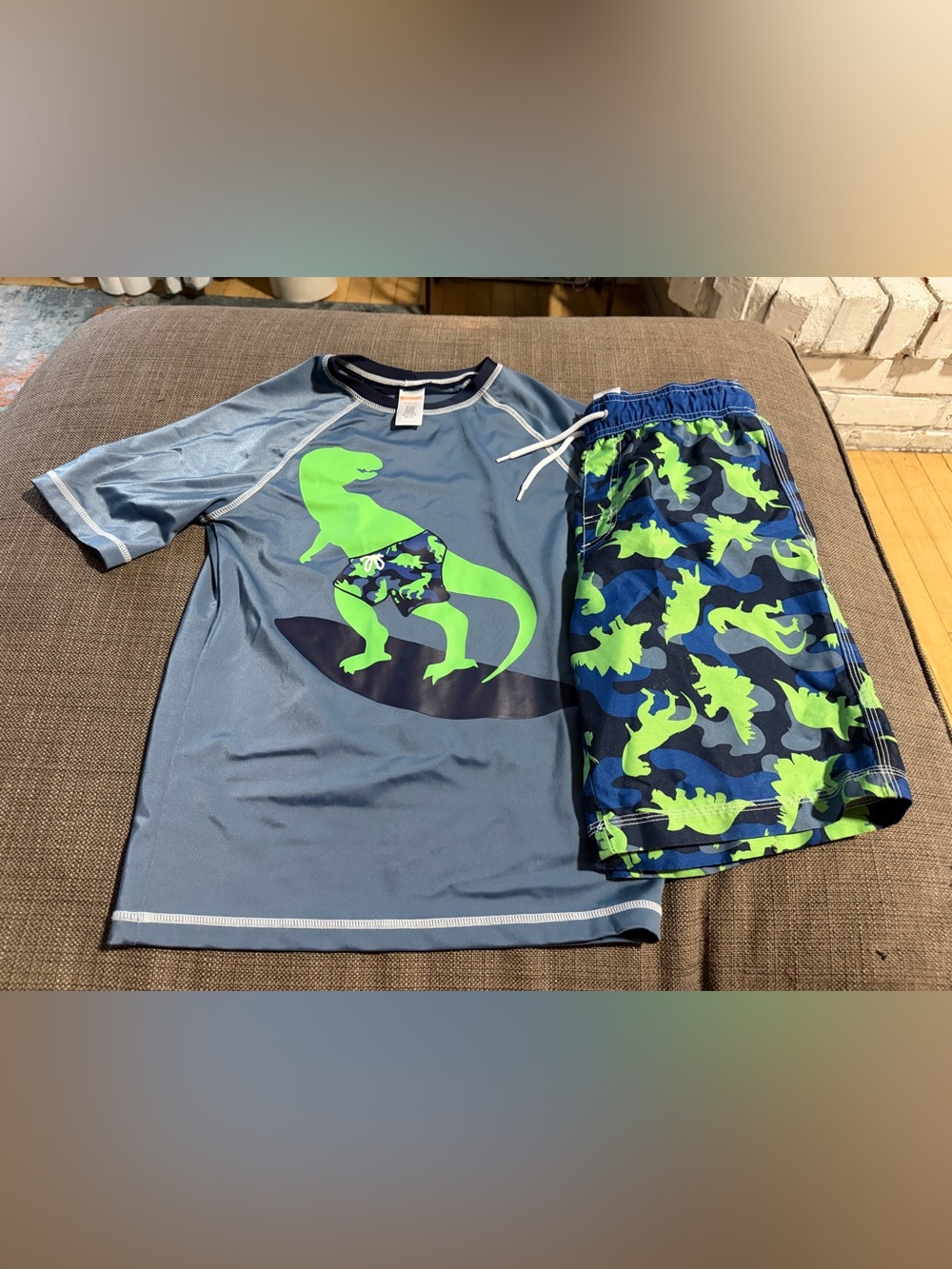 Gymboree Blue and Neon Green Dino Surf swim Set